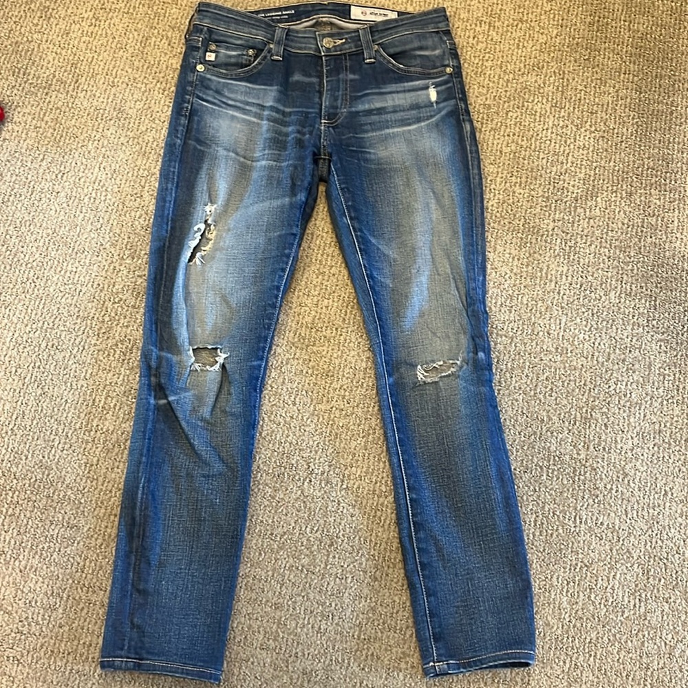 AG the legging ankle super skinny jeans size 26 distressed.